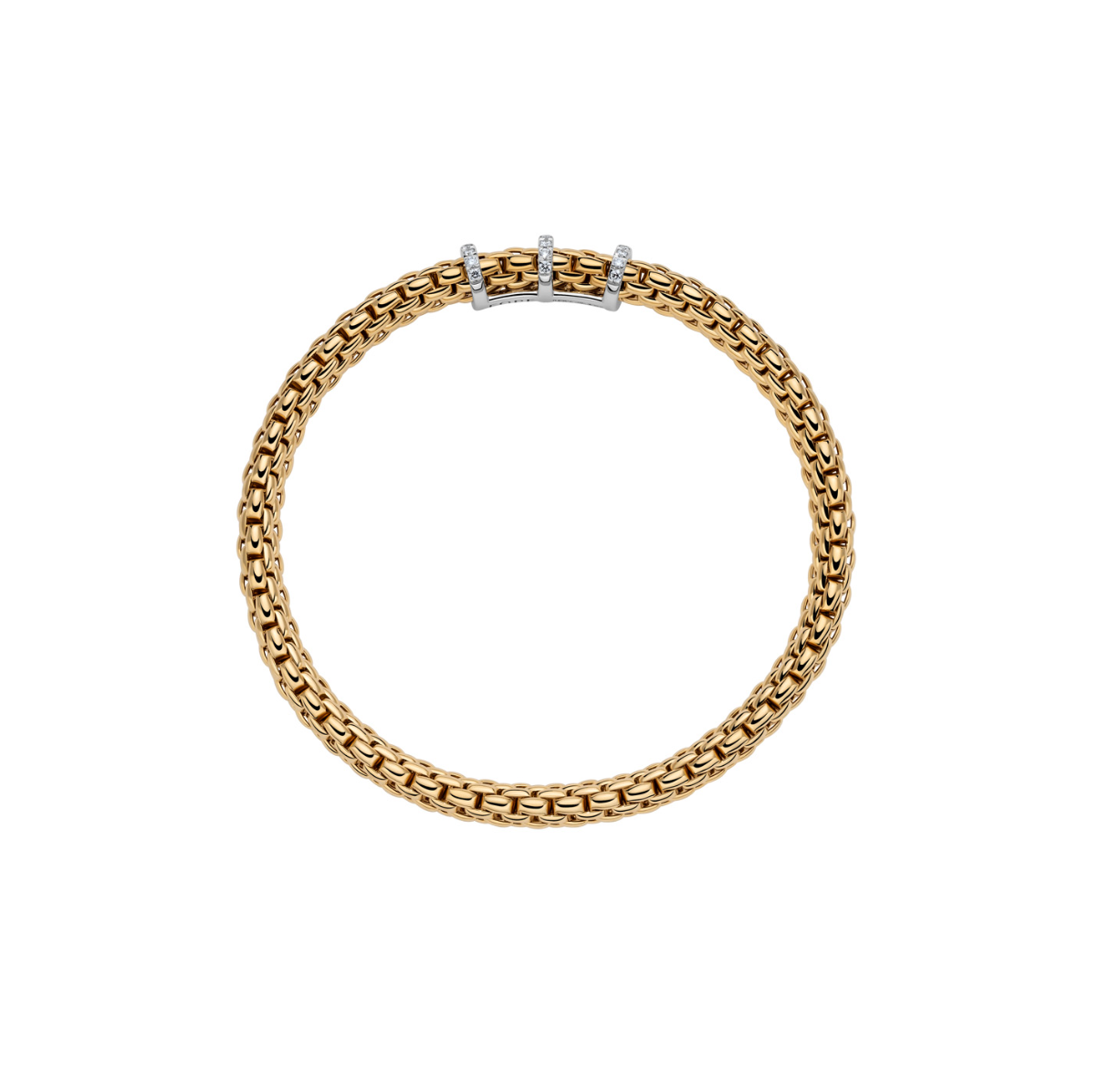 18K Yellow Gold Vendome Triple Diamond Bar Flex'It Bracelet by FOPE