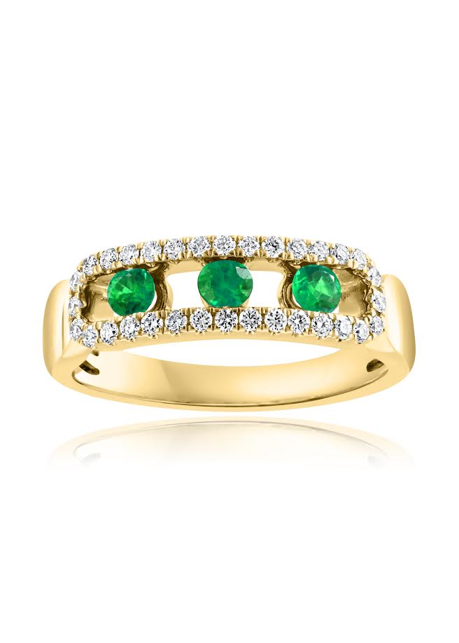 14K YG Emerald & Diamond Link Band by David Kord Main image