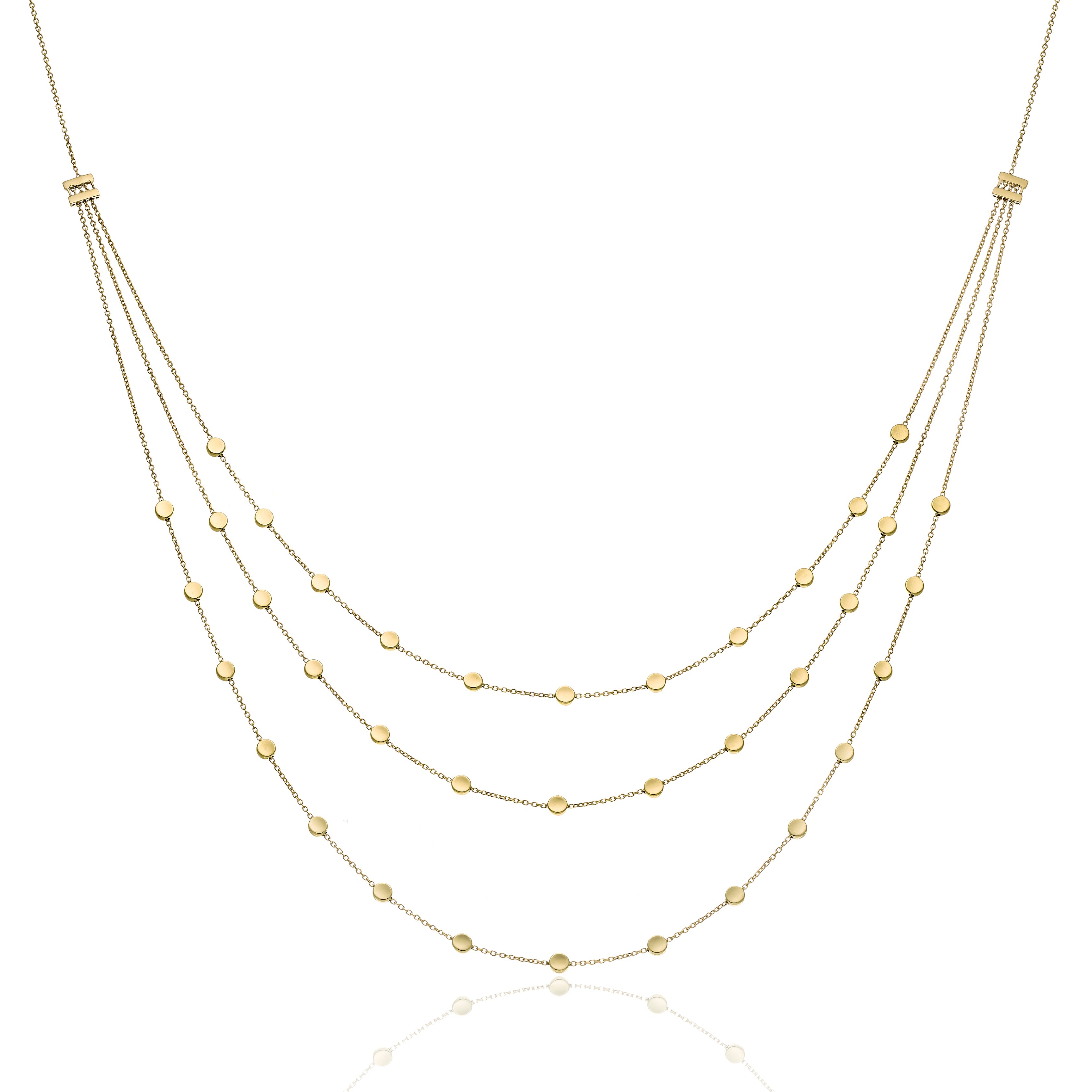 18K YG Armillas Glow 3-Layer Polished Disc Necklace by Chimento