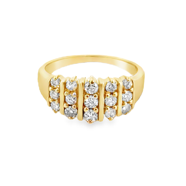 14K Yellow Gold Bar Set Diamond Ring Main image