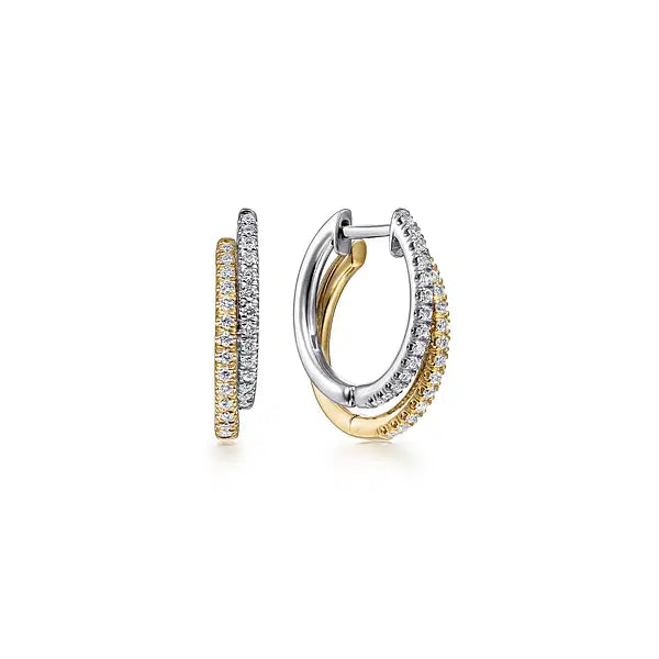 14K Y/WG Layered Diamond Huggie Earrings by Gabriel NY