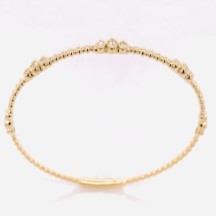 14K YG Five Triple Diamond Station Flexi Bangle Main image