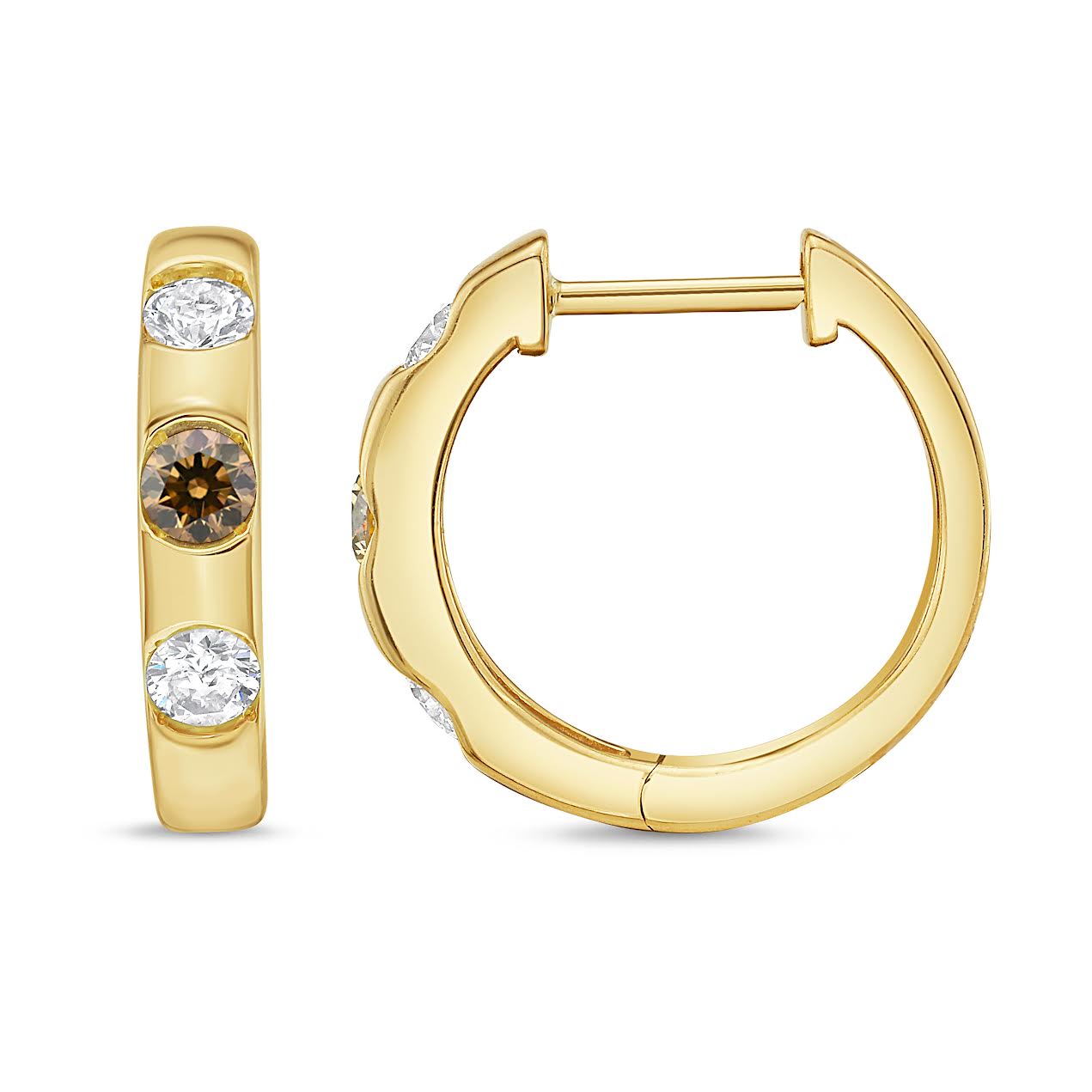 10K YG 1/2cttw Flush Set Desert Diamond 3-Station Huggie Earrings Main image