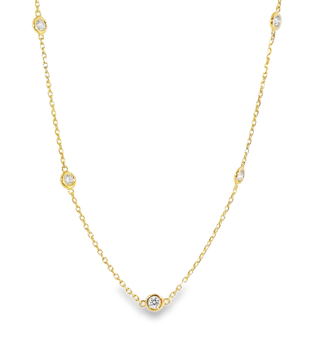 14K Yellow Gold 1cttw Diamond by the Inch Necklace