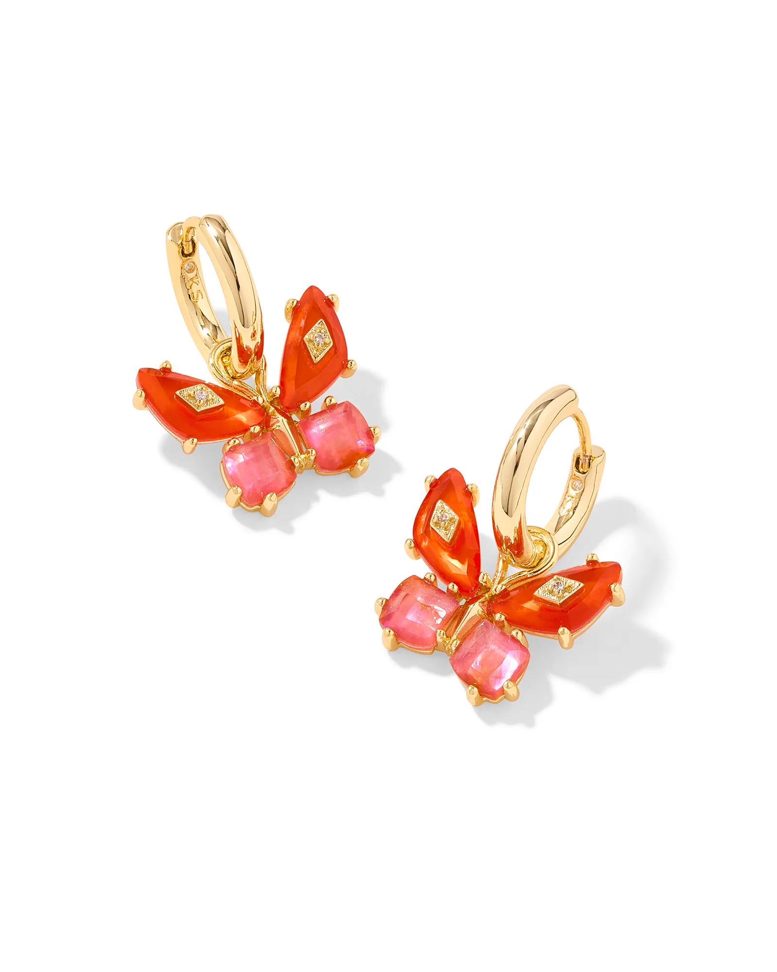 Bianca Gold Plated Butterfly Huggies in Orange Mix by Kendra Scott Main image