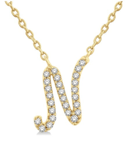 10K YG Diamond Script Initial N Pendant Main image