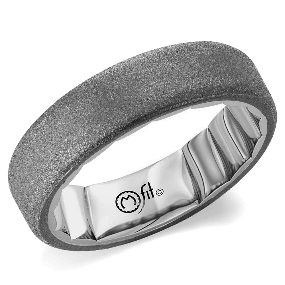 14K WG & Grey Tantalum Diamond Brush Finish Men's Band by Mfit