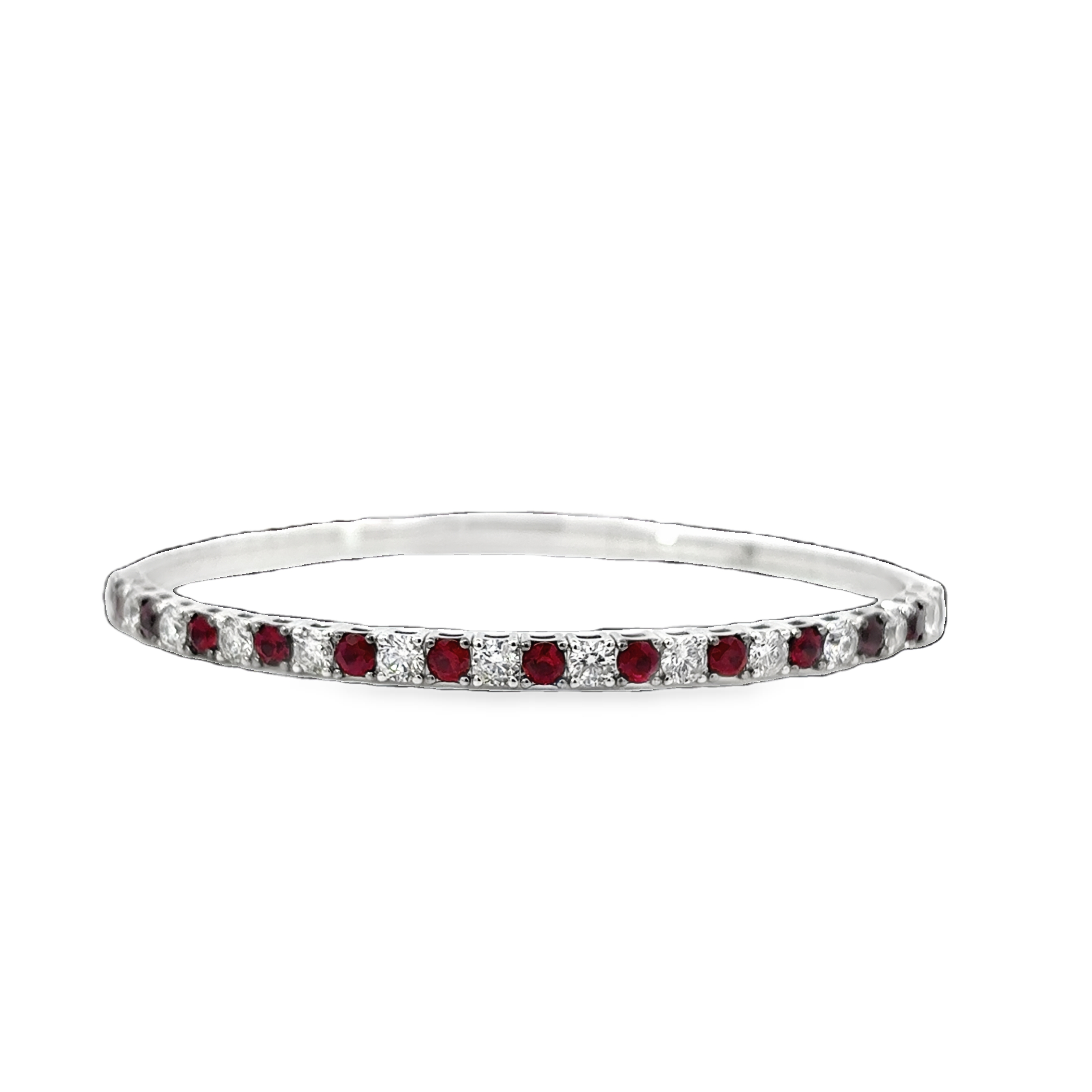 14K WG Alternating Diamond & Ruby Flexi Bangle Bracelet Main image