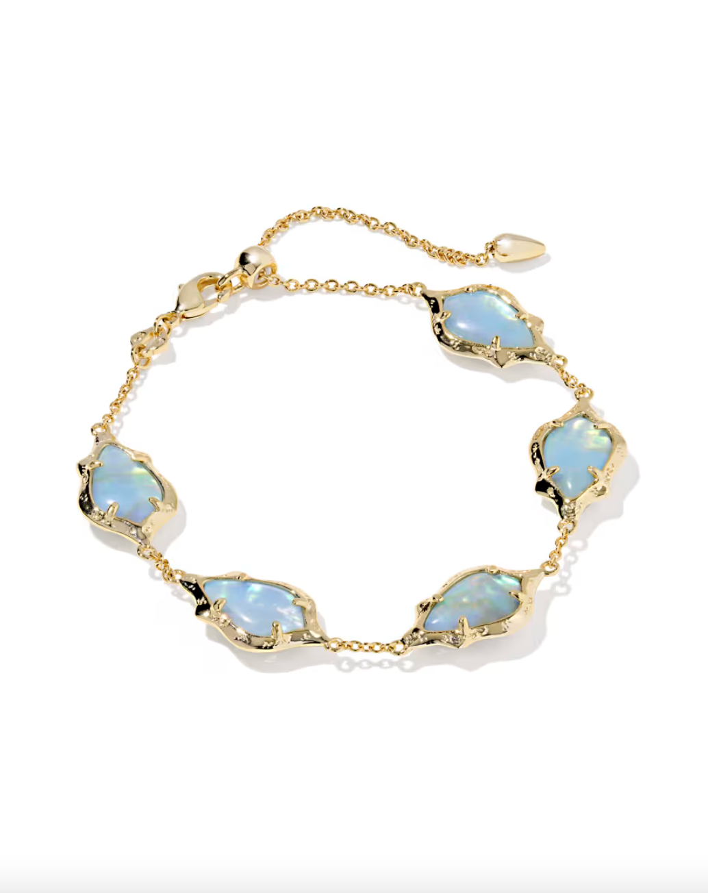 Gold Plated Adriana Scallop Frame Delicate Chain Bracelet in Sky Blue Iridescent Abalone by Kendra Scott Secondary image