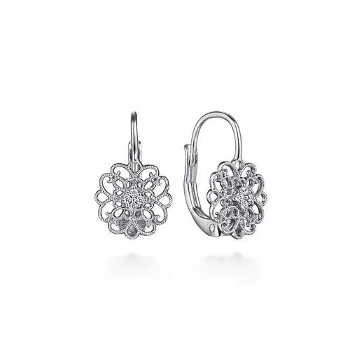 Sterling Silver & White Sapphire Vintage Drop Earrings by Gabriel NY
