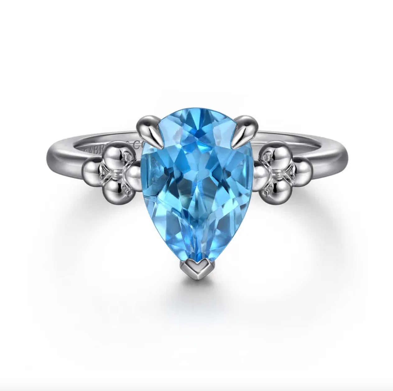 Sterling Silver Pear Blue Topaz Bujukan Ring by Gabriel NY