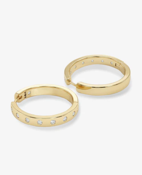 18K Gold Plated Ashley Reversible 1" Hoops by Melinda Maria