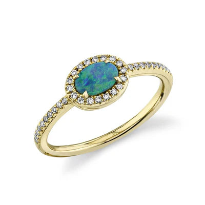 14K YG Opal & Diamond Halo Fashion Ring Main image