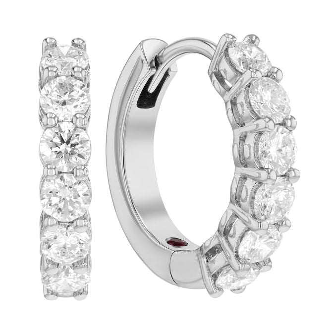 18K WG Diamond Single Line Hoop Earrings by Roberto Coin