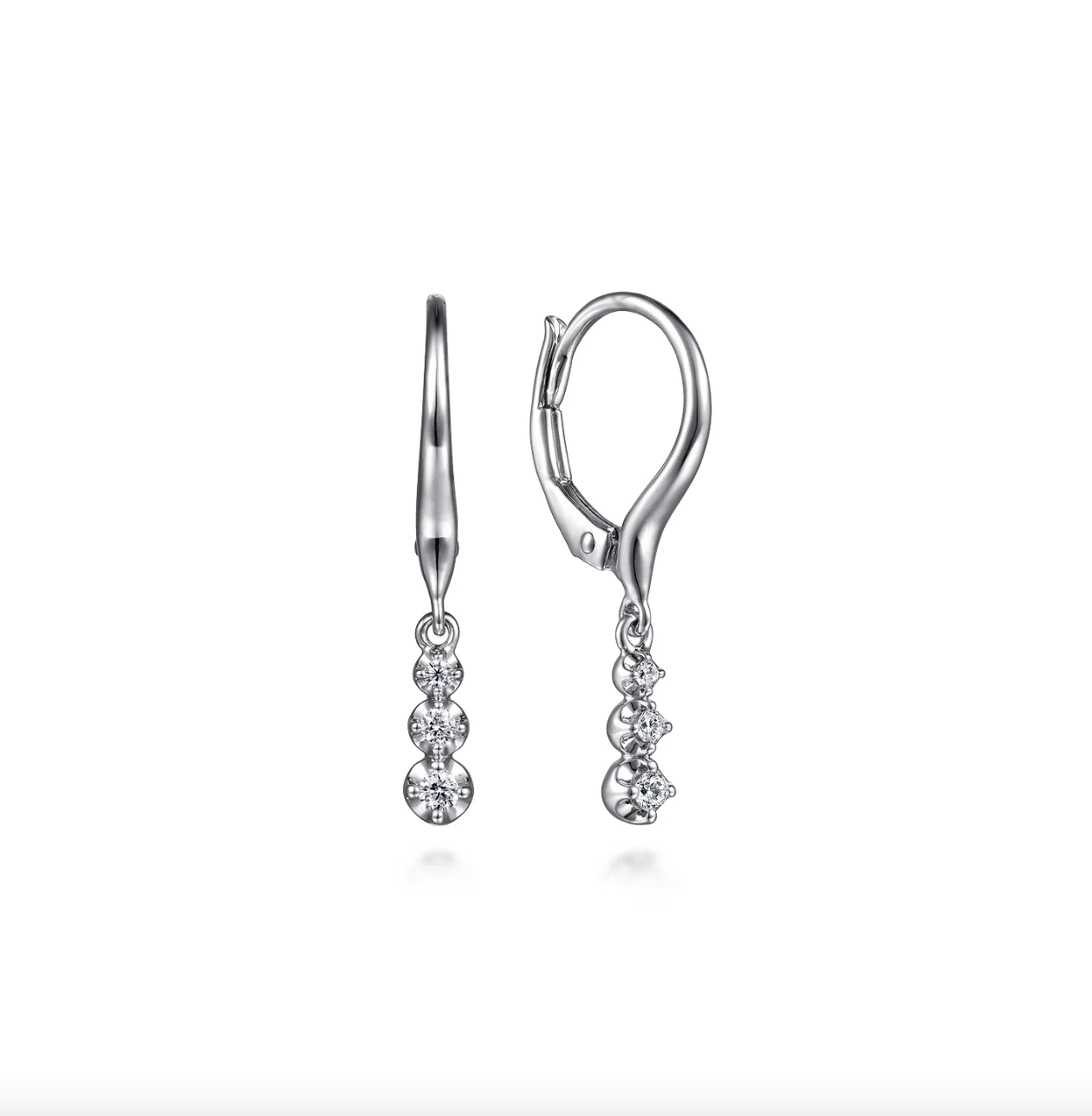14K WG Diamond Leverback Drop Earrings by Gabriel NY Main image