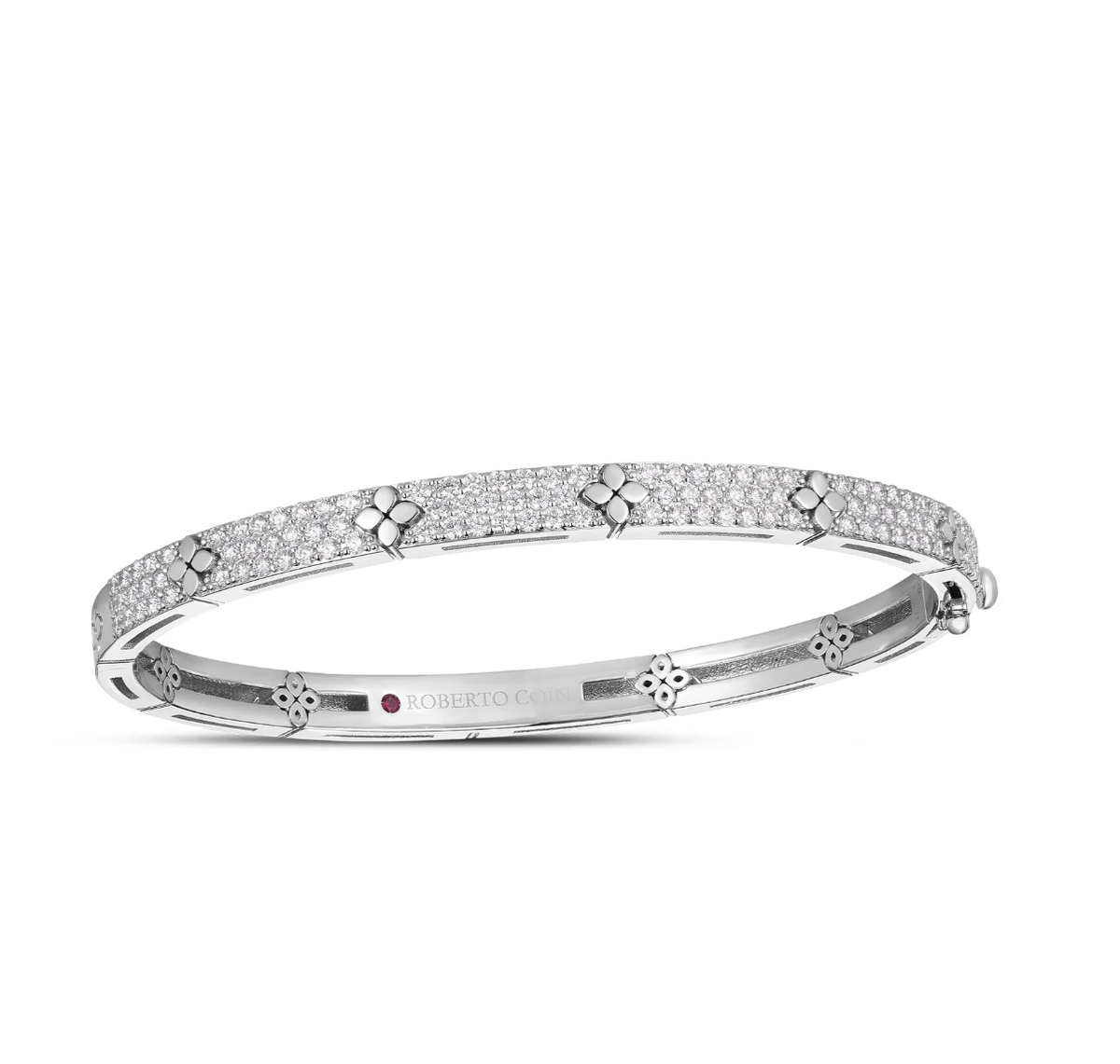 18K White Gold Diamond Full Pave Classic Love in Verona Bangle by Roberto Coin Main image