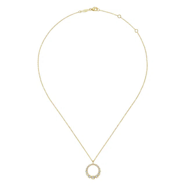 14K YG Diamond Circle Pendant Necklace by Gabriel NY