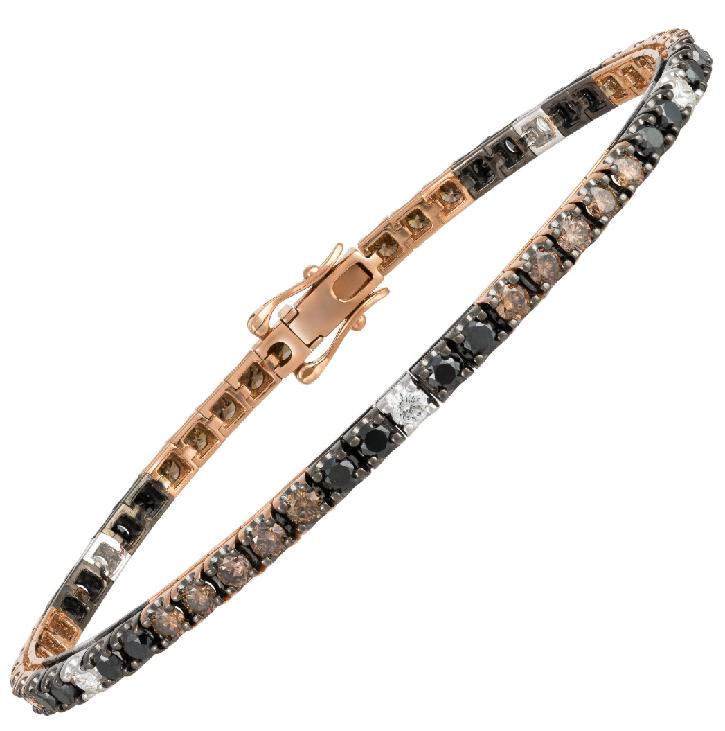 18K Rose-White Gold Black & Desert Diamond Tennis Bracelet with White Diamond Accents Main image