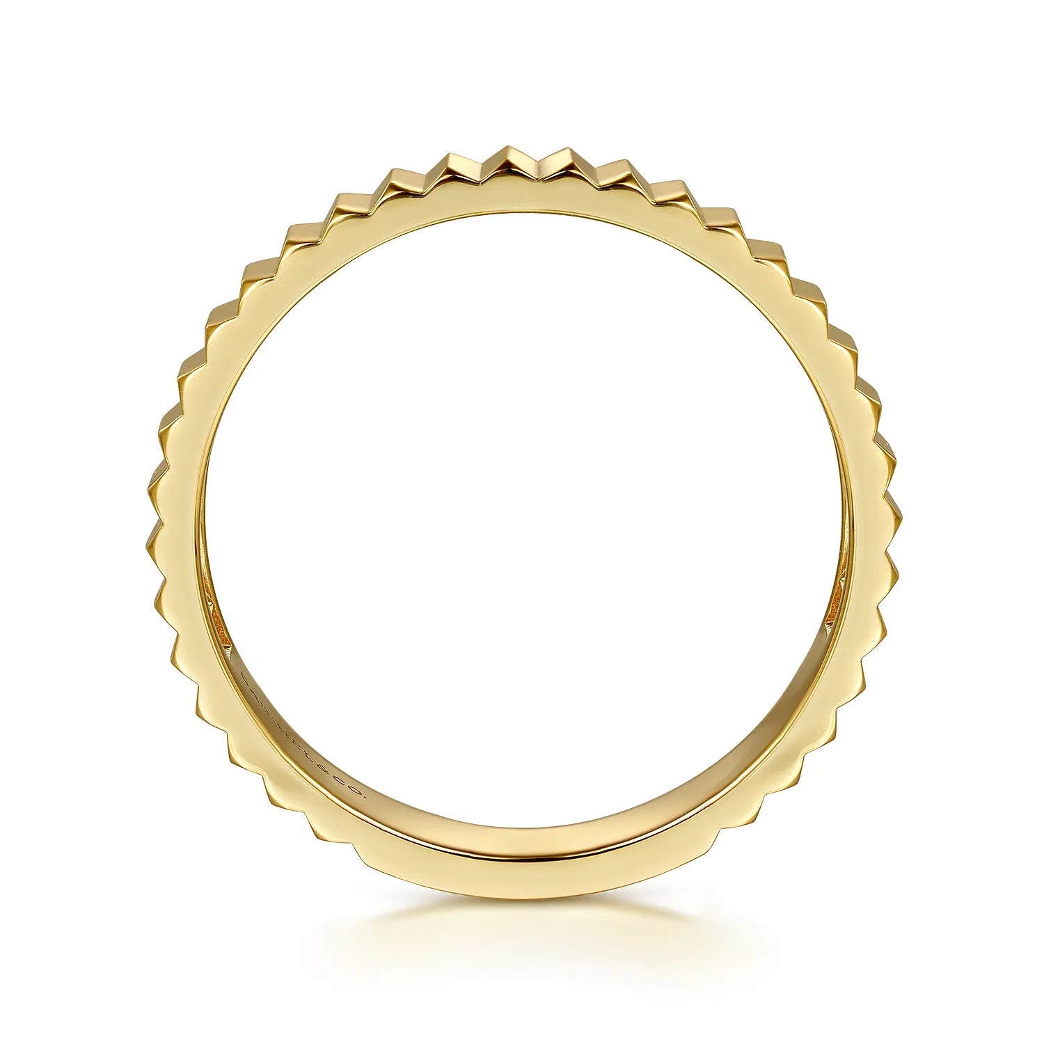 14K Yellow Plain Gold Diamond Cut Stackable Ring by Gabriel