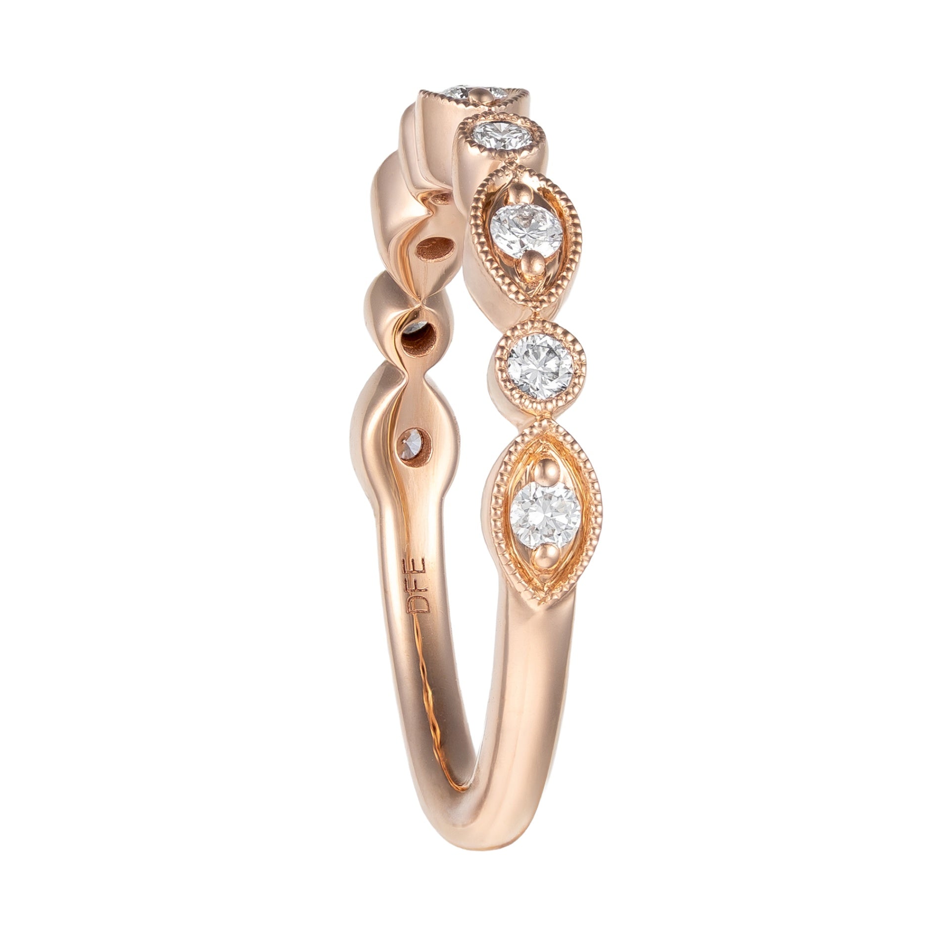 14K Rose Gold 1/4cttw Diamond Alternating Round &  Marquise Shape Band Secondary image