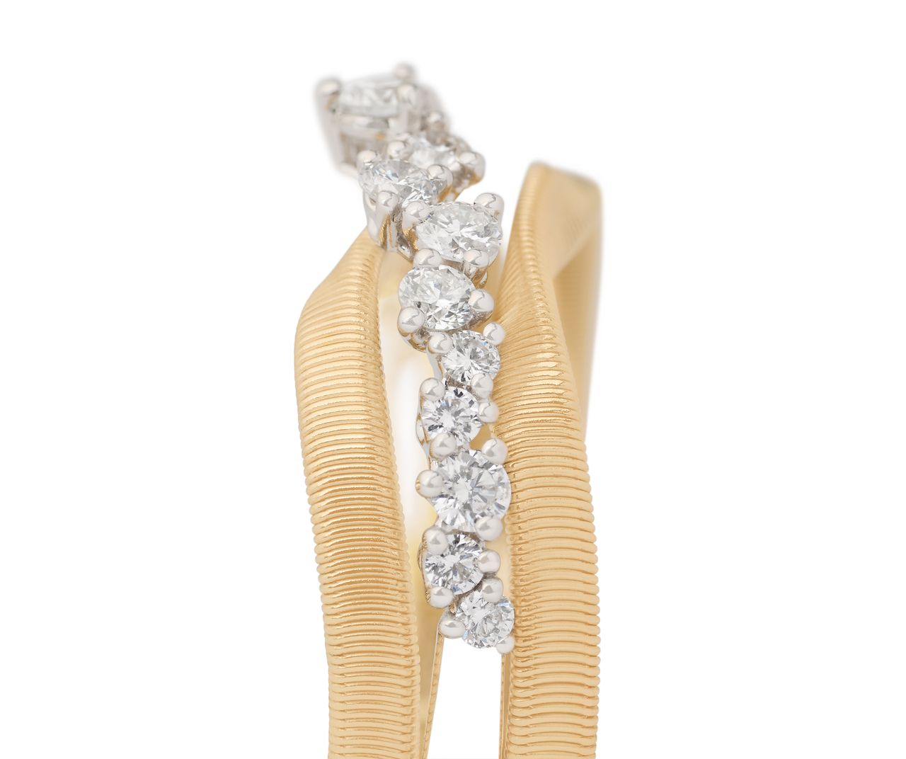 18K YG Marrakech 3-Strand Ring with Single Diamond Row by Marco Bicego