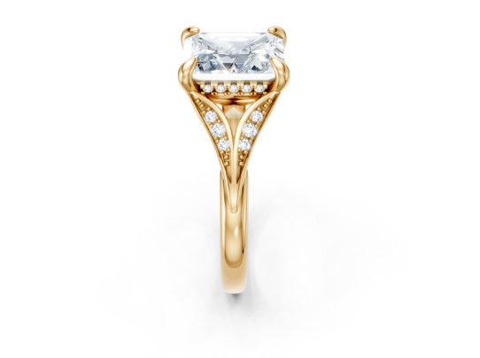 14K YG Diamond Floral Split Shank Semi-Mount