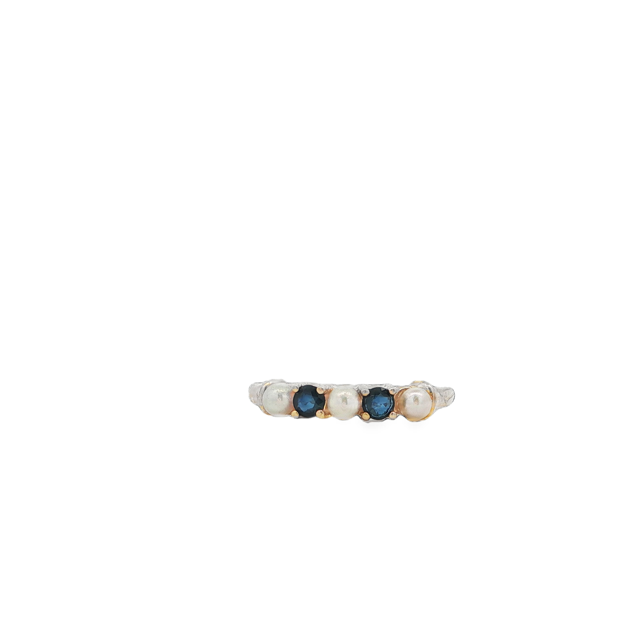 14K YG Sapphire & 2.8mm Cultured Pearl Ring *Estate Item Sold as is, Final Sale* Main image