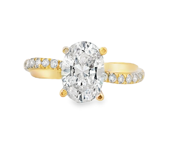14K Yellow Gold 1/4cttw Diamond Twist Oval Semi-Mount