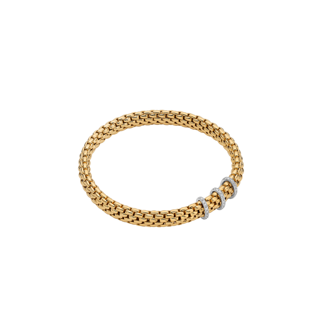 18K Yellow Gold Vendome Triple Diamond Bar Flex'It Bracelet by Fope