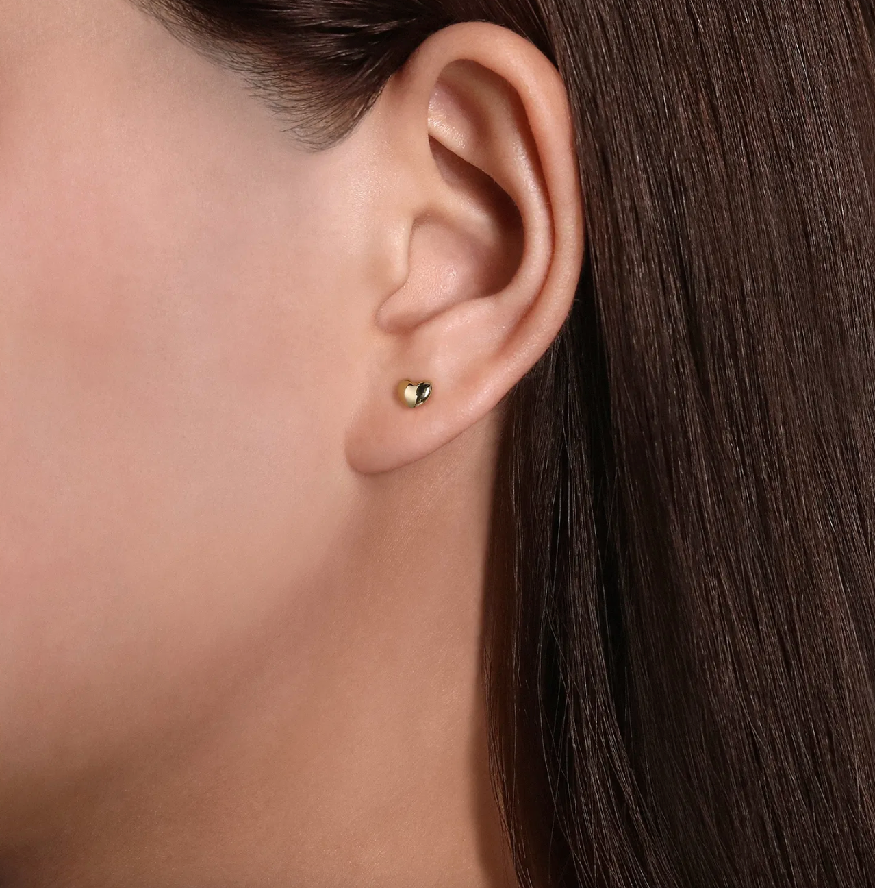 14K Yellow Gold Puff Heart Stud Earrings by Gabriel NY