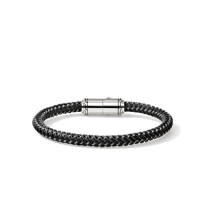 Stainless Steel & Woven Cord Men's Essentials Bracelet with Silver Clasp by John Hardy