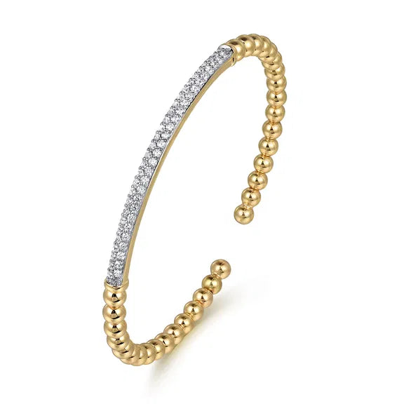 14K YG Diamond Pave Bar Bujukan Split Bangle by Gabriel NY