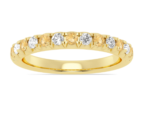 14K Yellow Gold Alternating Citrine & Diamond Fishtail Anniversary Band Main image