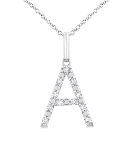 SS .08cttw Dia Block Letter A Pendant
