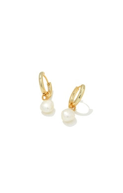 Willa Huggie Earrings in Gold Metal with White Pearl by Kendra Scott (Plated over brass) Main image
