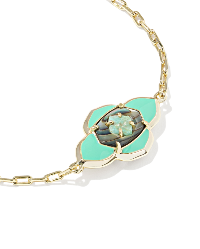 Gold Plated Abbie Medallion Chain Bracelet in Abalone Sea Green Mix by Kendra Scott Secondary image