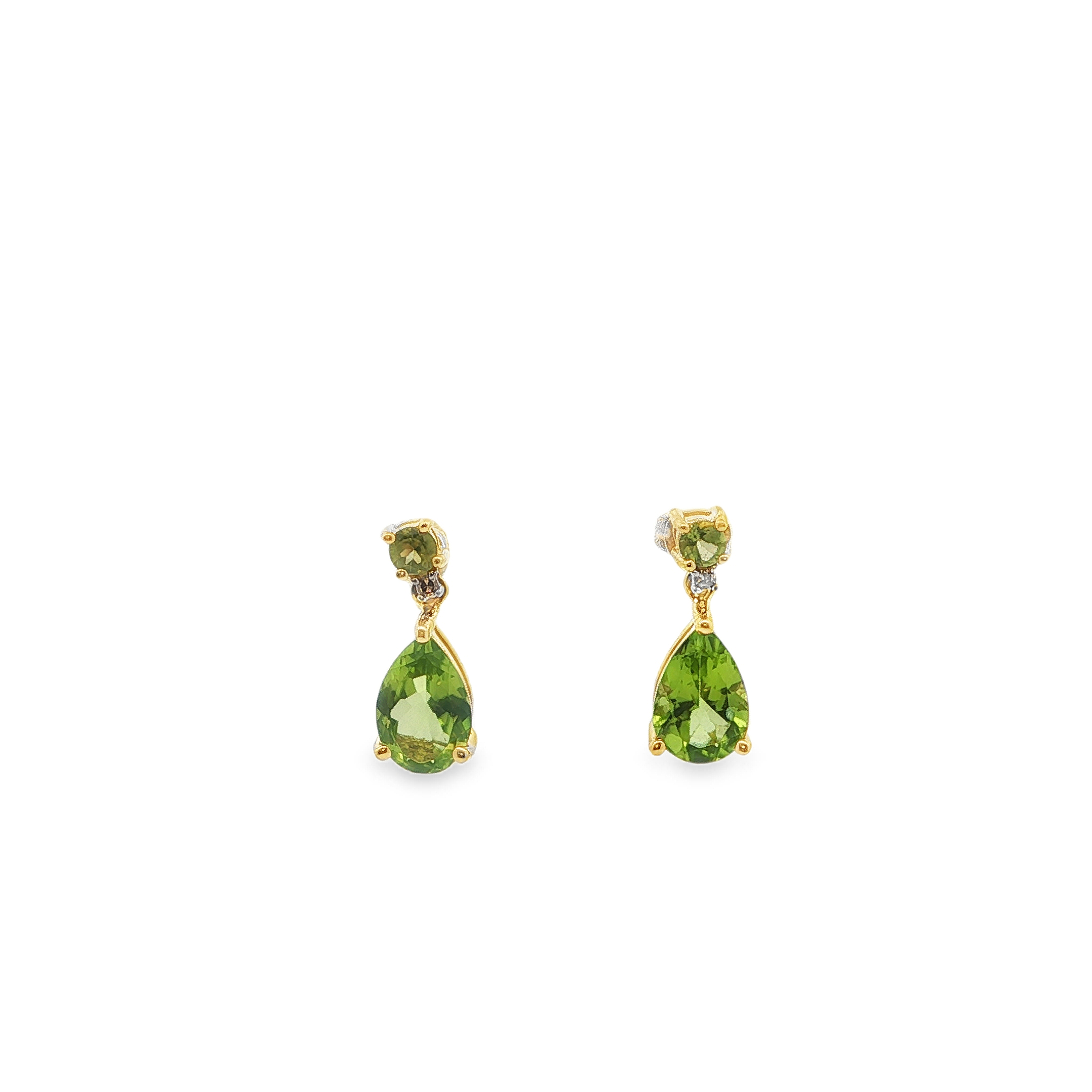 10K YG PS Peridot & Diamond Drop Earrings  *Estate Item Sold as is, Final Sale* Main image