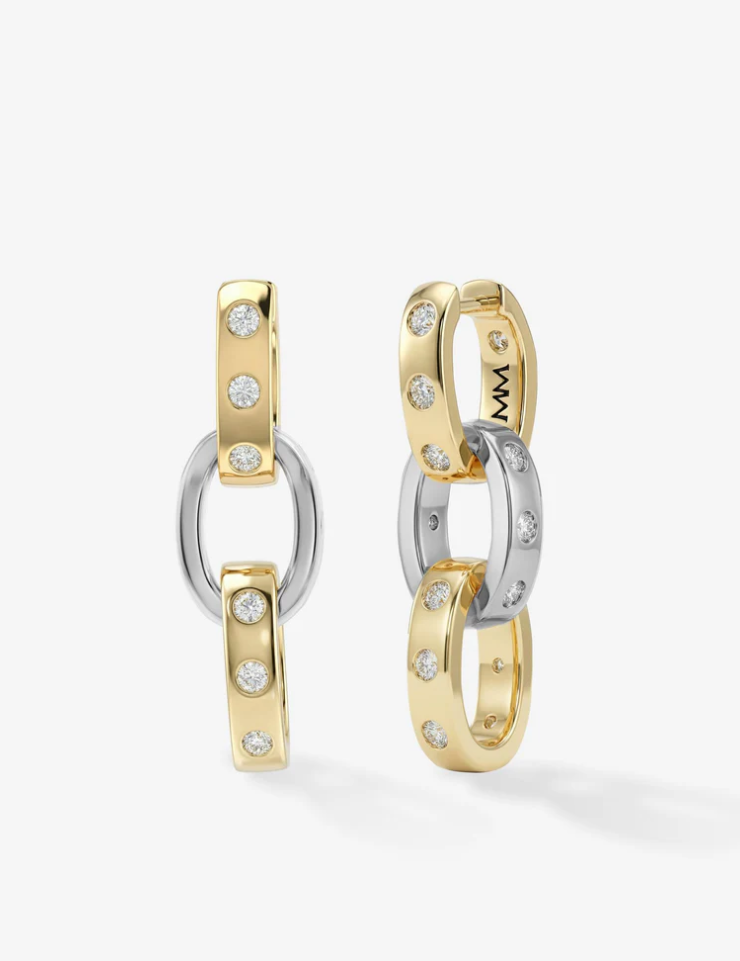 Two-Tone Plated Ashley Convertible Chain Earrings in White CZ by Melinda Maria Main image