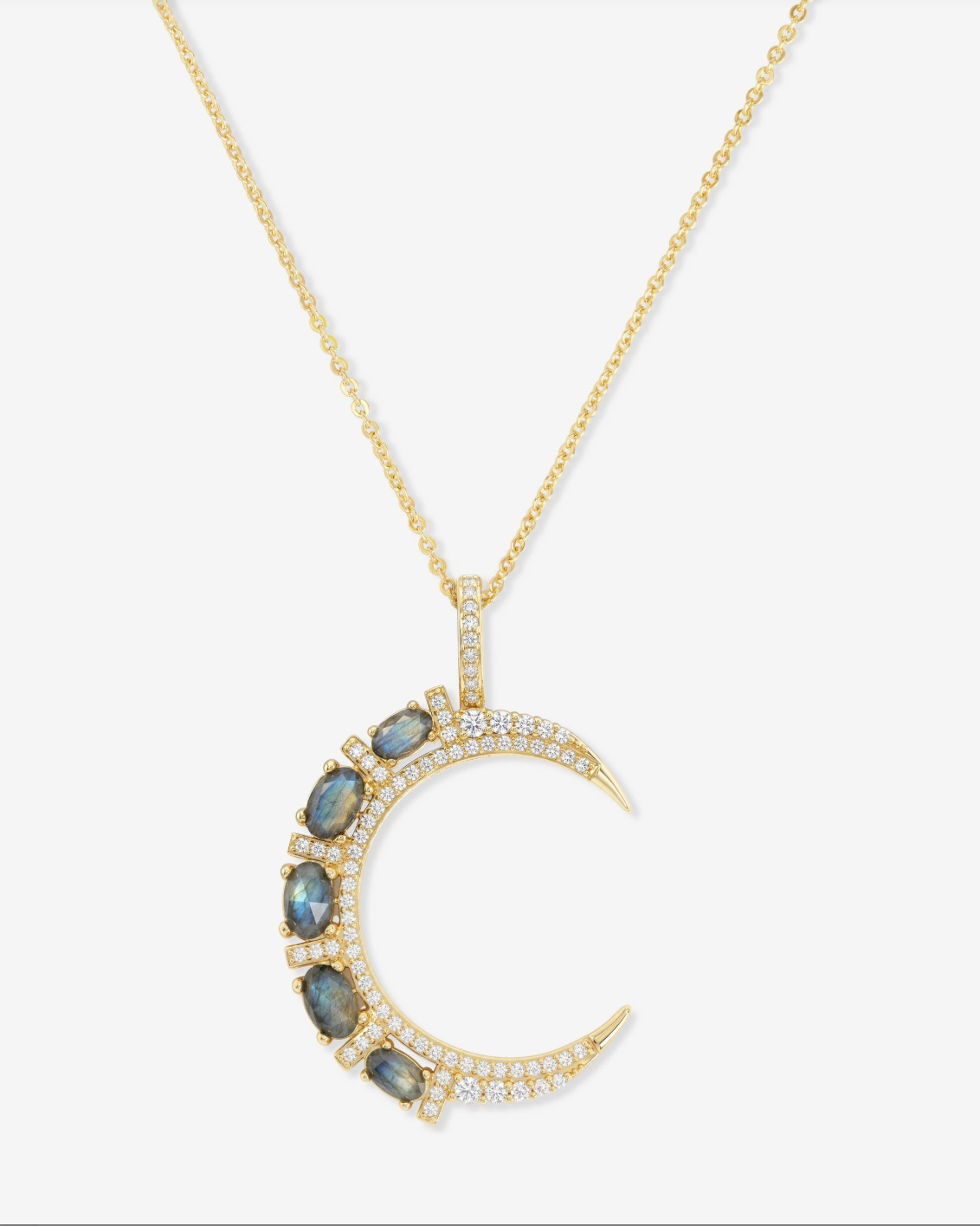 18K Gold Plated She's an Icon Moon Necklace in Labradorite by Melinda Maria