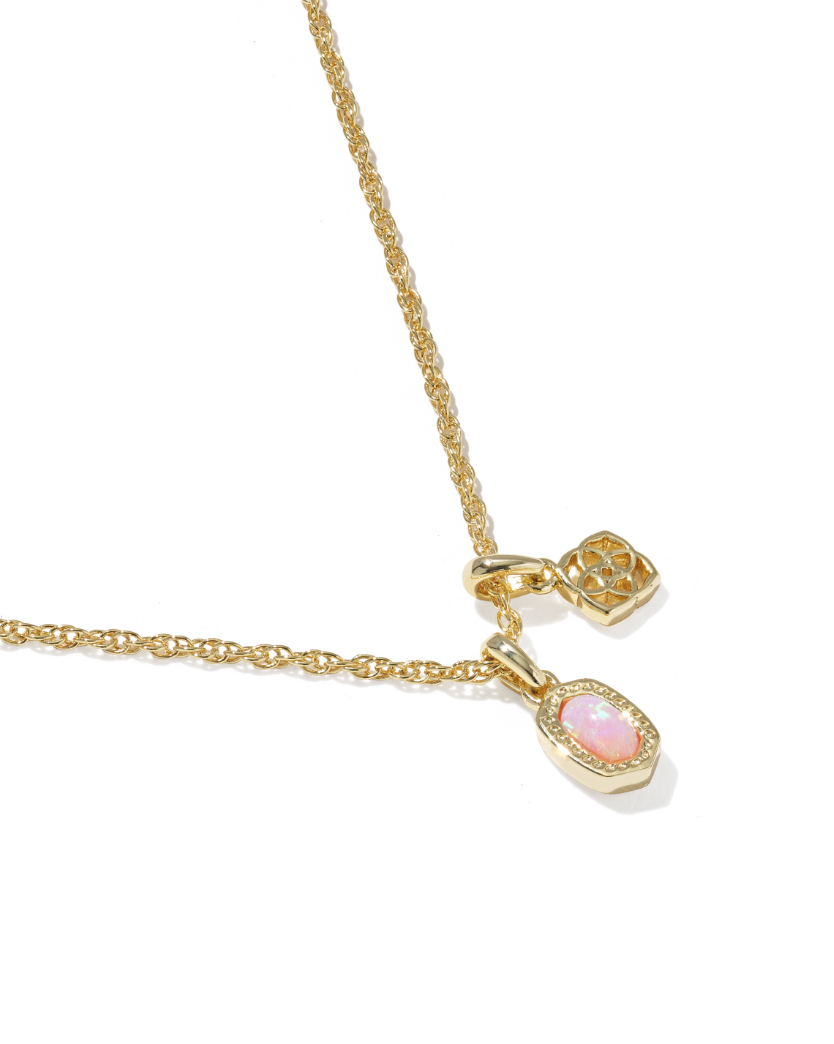 Gold Plated Mini Dira Necklace in Lab Grown Light Pink Opal by Kendra Scott