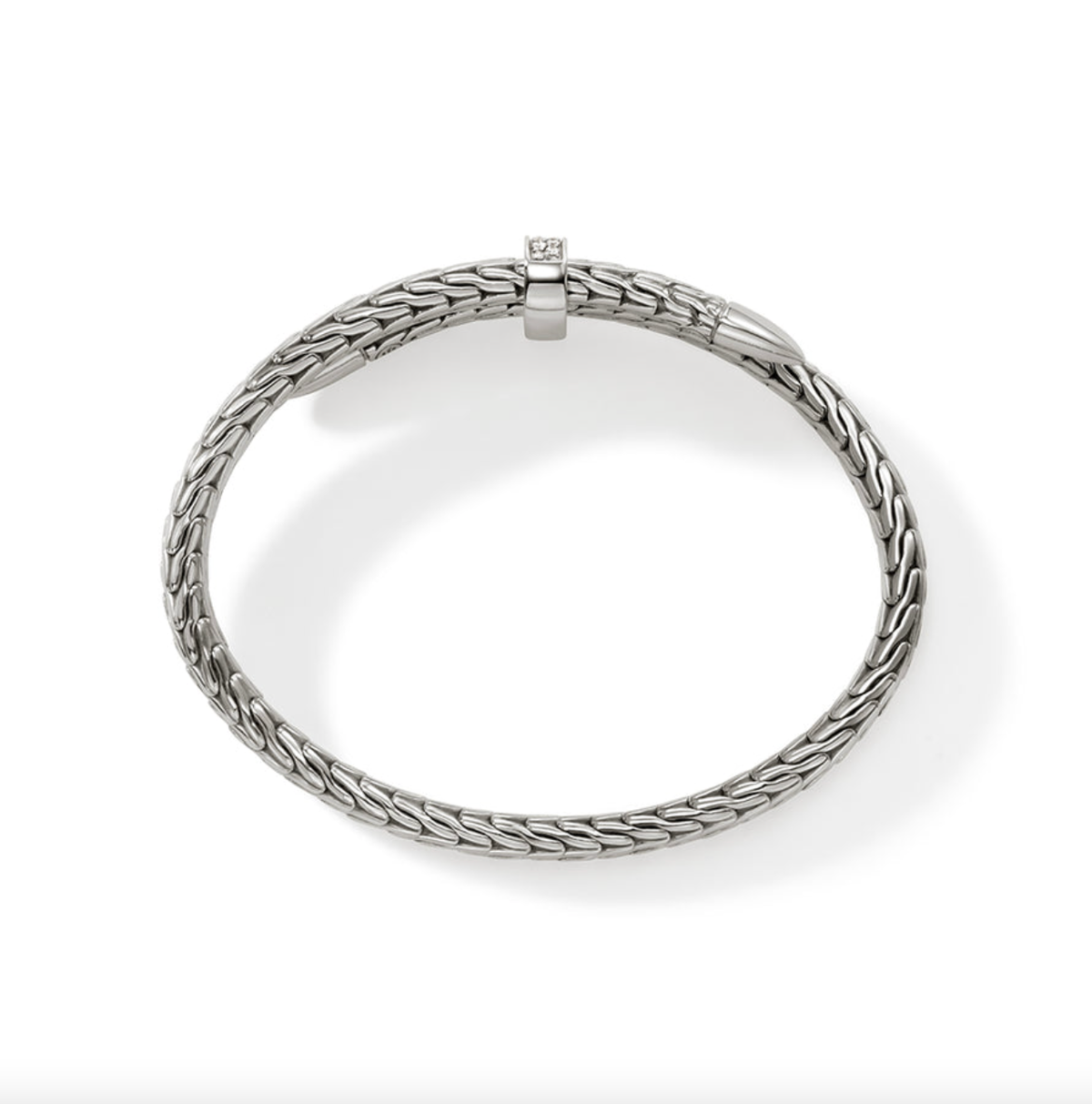 Sterling Silver 5.5MM Spear Flex Diamond Bypass Bangle by John Hardy