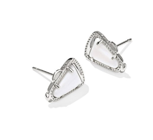 Rhodium Plated Cheer Stud Earrings in White MOP by Kendra Scott Main image