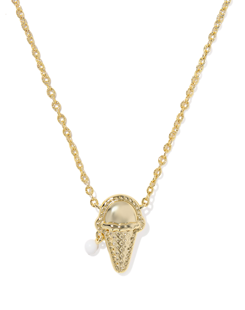 Gold Plated Ice Cream Pendant in Ivory Mother of Pearl by Kendra Scott