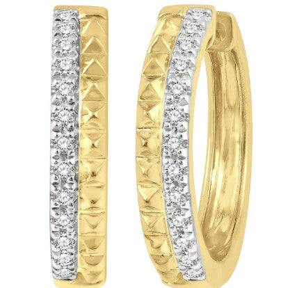 10K YG 1/10cttw Diamond & Pyramid Petite Huggues