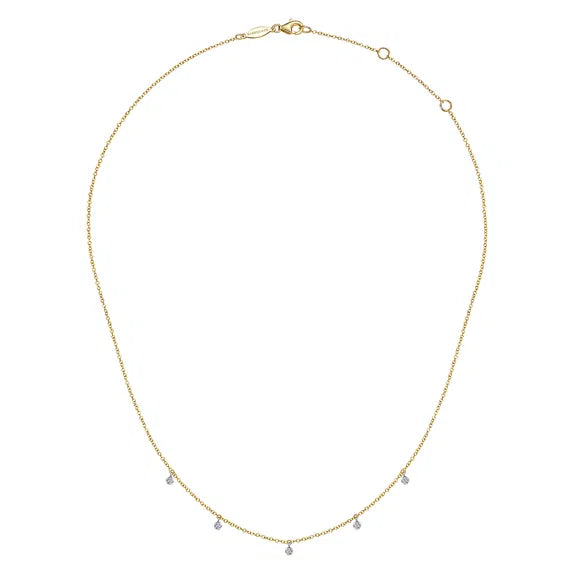 14K Two-Tone Diamond Stations Droplet Necklace by Gabriel NY