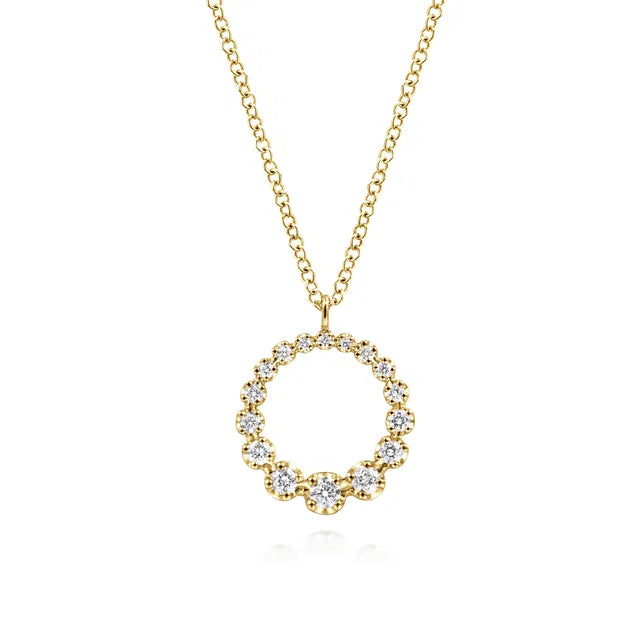 14K YG Diamond Circle Pendant Necklace by Gabriel NY Main image