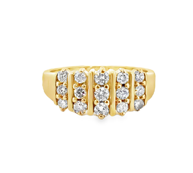 14K Yellow Gold Bar Set Diamond Ring Secondary image