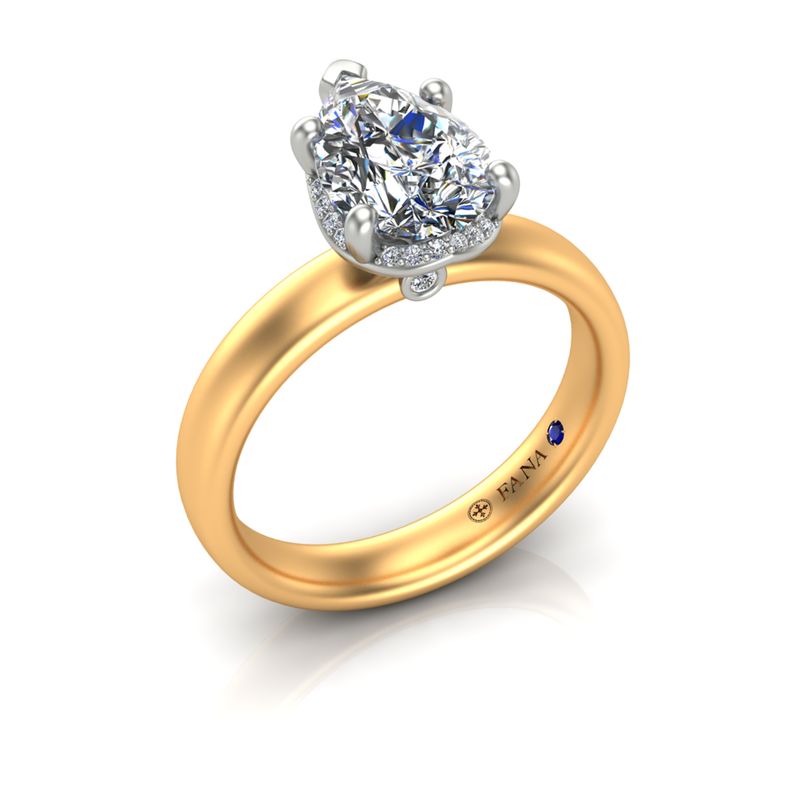14K YG Pear Solitaire with Diamond Rail Semi-Mount by Fana Main image