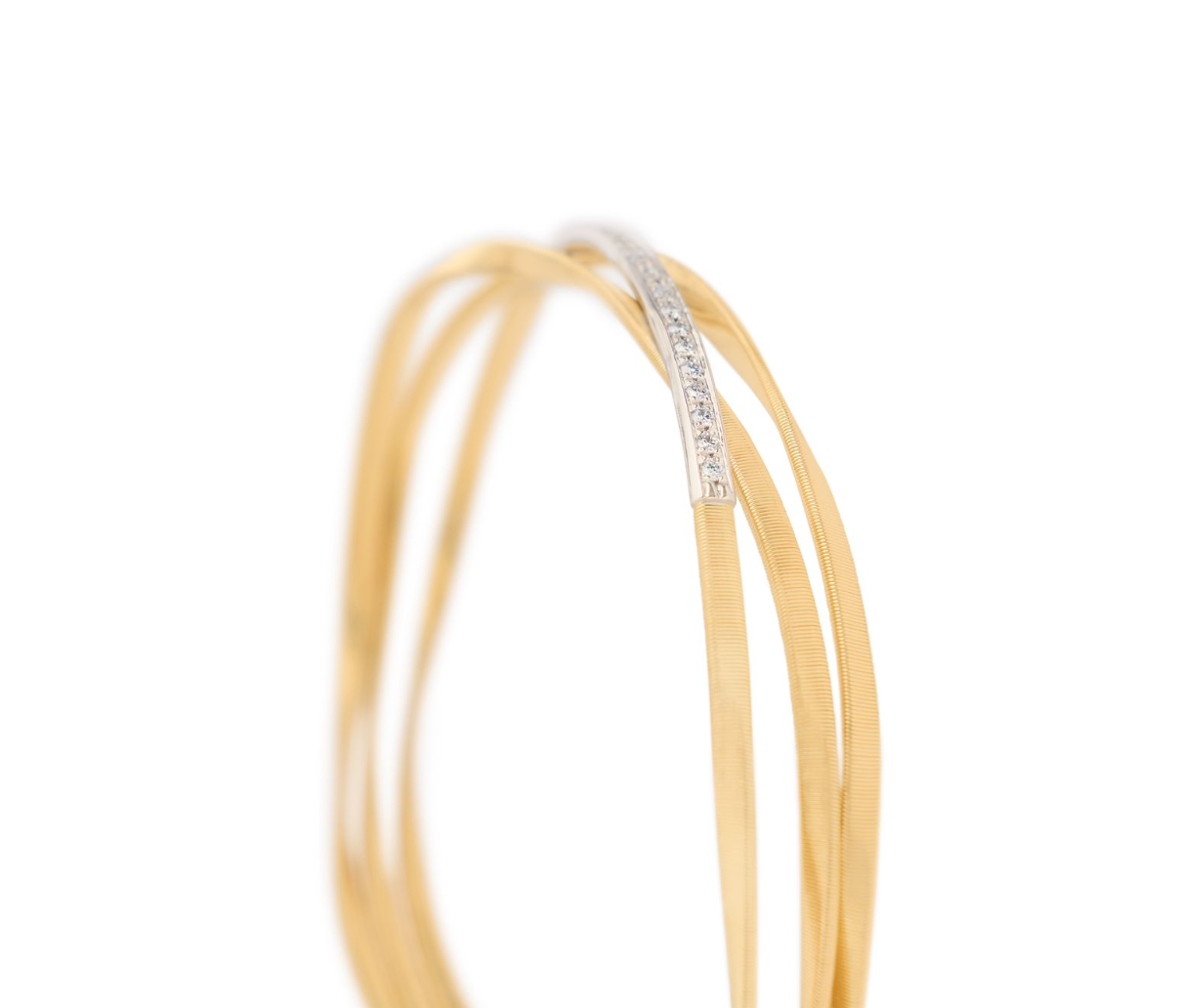 18K YG Marrakech 3-Strand Coil Bracelet with Diamond Bar by Marco Bicego