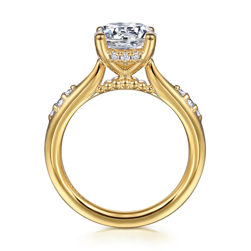 14K YG "Carroline" Round Diamond Bujukan Bridge Hidden Halo Semi-Mount by Gabriel NY Secondary image